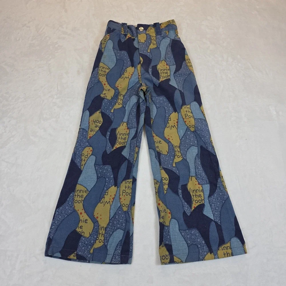 Vintage Kids Winnie The Pooh Pants Kids 6X Disney‎ Sears 70's 80's Flare Leg